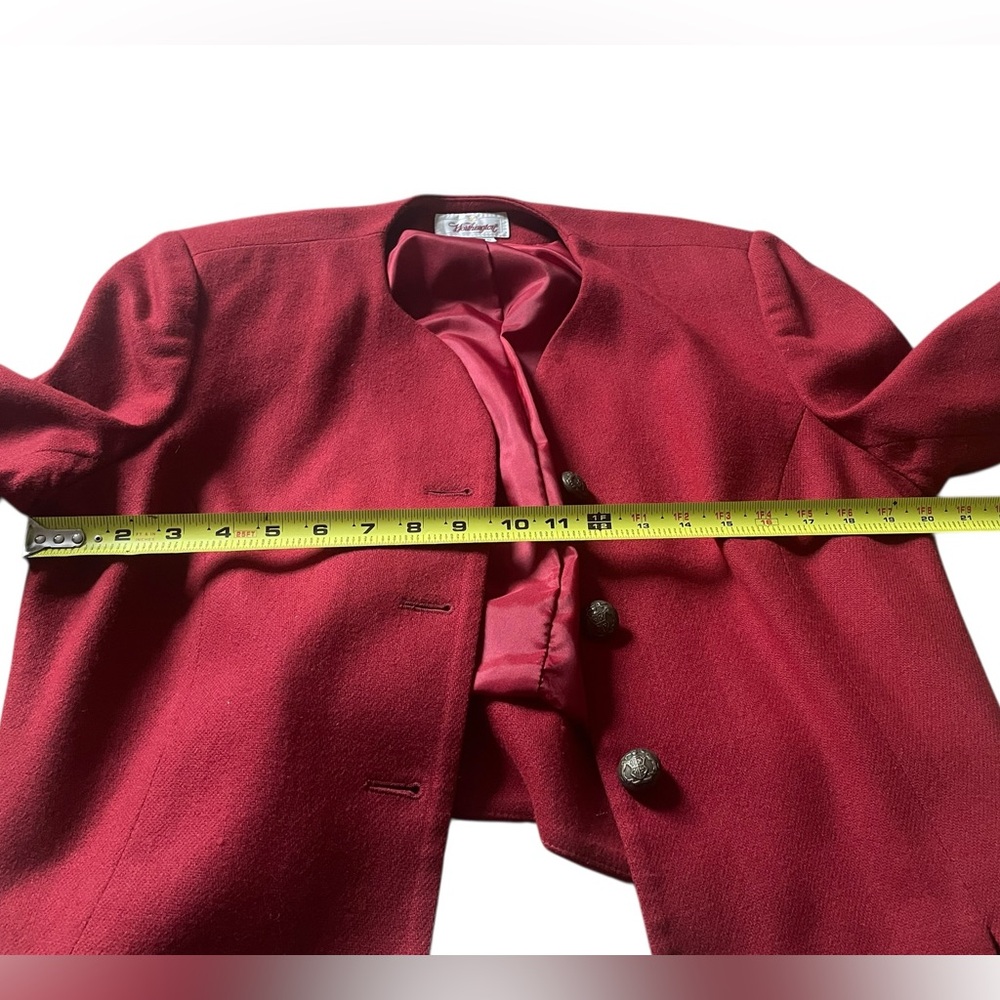 Vintage Worthington Deep Wine Red Collarless Button Jacket - 16 - Picture 7 of 7